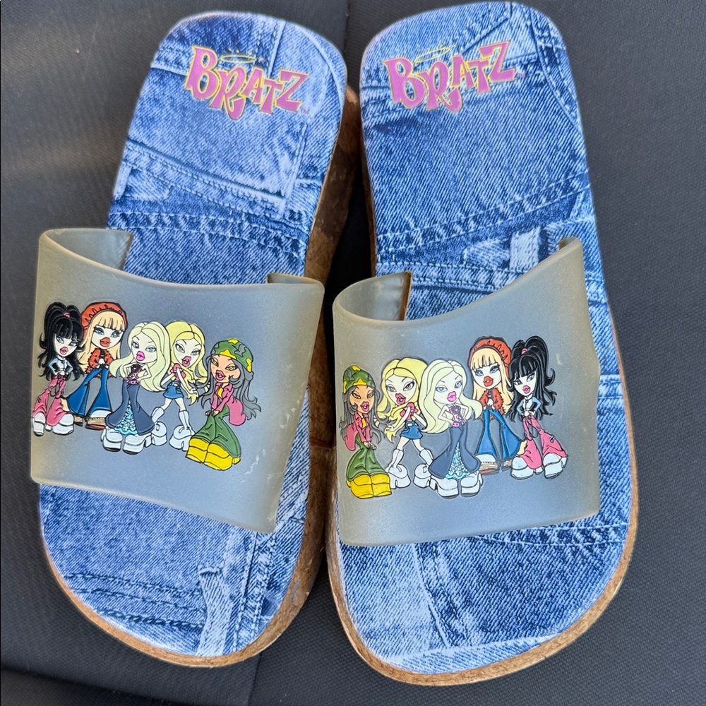 Y2K Bratz Denim Print Cork Sandals